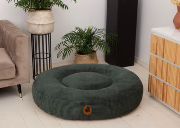 Produktbild von Emmy & Pepe Hundebett Cord Grün Oval Größe S 80x60cm