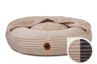 Produktbild von Emmy & Pepe Hundebett mit Höhle aus Cord in Beige Grösse M 100x80cm Öko-Tex Standard 100