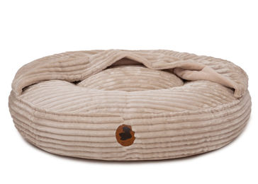 Produktbild von Emmy & Pepe Hundebett mit Höhle aus Cord in Beige Grösse S 80x60cm Öko-Tex Standard 100