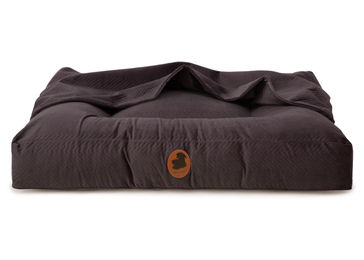 Produktbild von Emmy & Pepe Hundebett mit Höhle ZickZack Dark Grey Grau Memory Foam Größe M