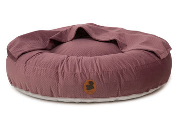 Produktbild von Emmy & Pepe Hundebett mit Höhle ZickZack Mauve Oval S 80x60cm mit Memory Foam und Öko-Tex Standard 100