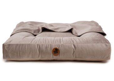 Produktbild von Emmy & Pepe Hundebett mit Höhle ZickZack Taupe Beige Memory Foam Größe M