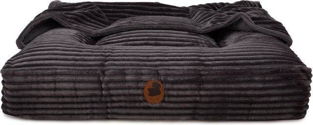 Emmy & Pepe Hundehöhle Wau-Bed aus Kuschelcord in Dark Grey Eckig Größe S 80x60cm – Bild 1 von 1