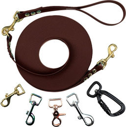 Emmy & Pepe Schleppleine mit abnehmbarer Handschlaufe Braun 15m 20mm Schwarz – Bild 1 von 1