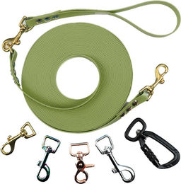 Emmy & Pepe Schleppleine mit abnehmbarer Handschlaufe Khaki 15m 16mm Silber – Bild 1 von 1