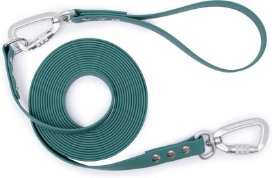 Emmy & Pepe Schleppleine mit abnehmbarer Handschlaufe Türkis 10m x 25mm mit silbernen Beschlägen – Bild 1 von 1