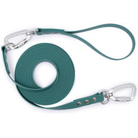Produktbild von Emmy & Pepe Schleppleine mit abnehmbarer Handschlaufe Türkis 10m x 25mm mit silbernen Beschlägen