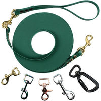 Produktbild von Emmy & Pepe Schleppleine mit abnehmbarer Handschlaufe Waldgrün 15m 20mm Gold
