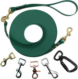 Emmy & Pepe Schleppleine mit abnehmbarer Handschlaufe Waldgrün 15m 25mm Silber – Bild 1 von 1