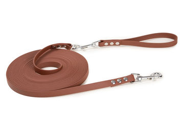 Produktbild von Emmy & Pepe Schleppleine Superflex aus Biothane Hellbraun 5m für Hunde bis 15kg mit Bolzenkarabiner und abnehmbarer Handschlaufe