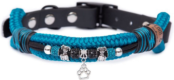 Emmy & Pepe Tauhalsband mit Perlen Aqua Größe M 33-40cm – Bild 1 von 1