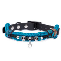 Produktbild von EMMY&PEPE Tauhalsband mit Perlen Aqua in Blau und Türkis Größe M 33-40cm wasserabweisend