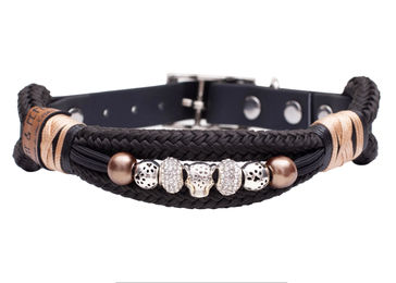 Produktbild von Emmy & Pepe Tauhalsband mit Perlen Schwarz Größe L 39-49cm wasserabweisend