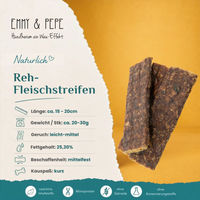 Produktbild von Emmy & Pepe Wau-Knabber Rehfleisch-Streifen Monoprotein Belohnungssnack für Hunde aller Altersstufen und Größen