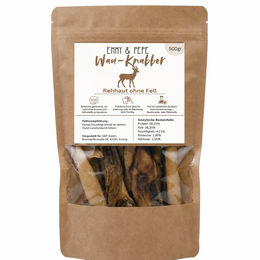 Emmy & Pepe Wau-Knabber Rehhaut ohne Fell Wild Hypoallergen Monoprotein 500 g – Bild 1 von 1