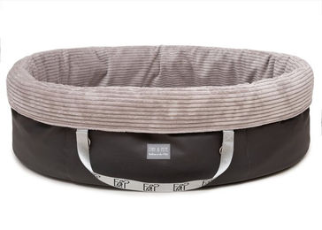 Emmy & Pepe Wau-Snuggle Hundebett aus Cord in Hellgrau Oval Größe L – Bild 1 von 1