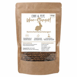 Emmy & Pepe Wau-Stangerl Belohnungssnack Kaninchenfleisch Hypoallergen 250 Gramm – Bild 1 von 1