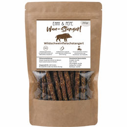 Emmy & Pepe Wau-Stangerl Hundetrockenfleisch Wildschwein Hypoallergen Monoprotein 500 Gramm – Bild 1 von 1