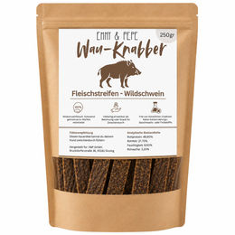 Emmy & Pepe Wau-Stangerl Trockenfleisch Wildschwein Monoprotein ohne Konservierungsstoffe 250 Gramm – Bild 1 von 1