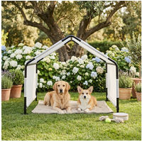 Produktbild von en.casa Hundehütte Valevali XL aus Metall wasserabweisend Schwarz/Weiß 122x122x90 cm