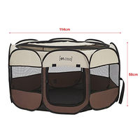 Produktbild von en.casa Hundelaufstall Telford Pop Up Tierlaufstall für Welpen Innen und Außen Braun Cremefarben 58 x 114 x 114 cm