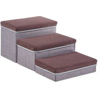 Produktbild von en.casa Hunderampe Vojens mit 3 Stufen für mittlere Hunderassen Braun/Grau 75x40x30 cm