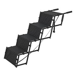 en.casa Hundetreppe Colchester 4-stufig faltbare Einstieghilfe für Hunde aus Metall und Polyester Schwarz – Bild 1 von 10