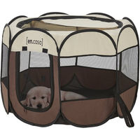 Produktbild von en.casa Pop Up Hundehütte Telford Braun/Cremefarben 43 x 74 x 74 cm