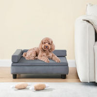 Produktbild von en.casa Salkonssad Hundebett und Katzenbett mit Staufach aus Samt Grau 60 x 45 x 24 cm für kleine bis mittlere Hunde und Katzen