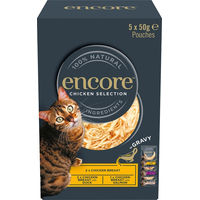 Produktbild von Encore Cat Gravy Pouch Mixpaket Hühnchen-Auswahl 20 x 50 g Getreidefrei Stückchen in Sauce - 20 x 50 g