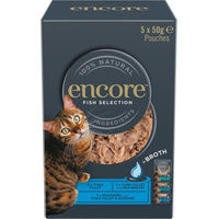 Produktbild von Encore Cat Pouch Fisch-Auswahl in Brühe für Katzen Adult 10 x 50 g - 10 x 50 g