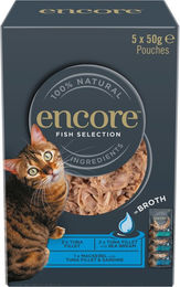 Produktbild von Encore Cat Pouch Fisch-Auswahl Stückchen in Sauce für erwachsene Katzen 20 x 50 g glutenfrei ohne Konservierungsstoffe - 20 x 50 g