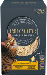 Produktbild von Encore Cat Pouch Hühnchen-Auswahl in Brühe 10 x 50 g für erwachsene Katzen - 10 x 50 g