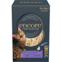 Produktbild von Encore Cat Pouch Mixpaket Feinste Selection Katzen Nassfutter in Brühe 20 x 50 g getreidefrei - 10 x 50 g