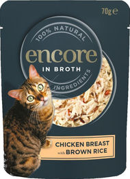 Produktbild von Encore Cat Pouch Sparpaket Huhn mit braunem Reis Katzen Nassfutter Adult 48 x 70 g - 48 x 70 g