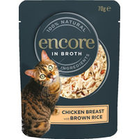 Produktbild von Encore Cat Pouch Sparpaket Huhn mit braunem Reis Katzen Nassfutter Adult 48 x 70 g - 48 x 70 g