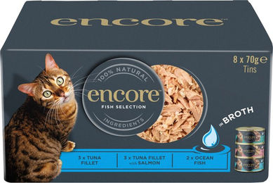 Produktbild von Encore Fish Selection Mixpaket Katzenfutter Adult Stückchen in Sauce 48 x 70 g - 48 x 70 g