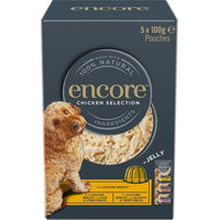 Produktbild von Encore Hundefutter Multipack mit Huhn, Schwein und Lachs in Gelee getreidefrei 5x100g