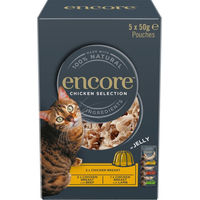 Produktbild von Encore Jelly Pouch Mixpaket Katzen Nassfutter Adult mit Huhn und Fisch Stückchen in Gelee 20 x 50 g - 20 x 50 g