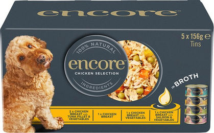 Produktbild von Encore Katzen Nassfutter Mix in Brühe Hühnchen-Auswahl mit Huhn Rind Thunfisch und Lachs für Adult 5 x 156 g - 20 x 156 g