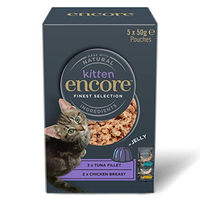 Produktbild von Encore Natürliches Nassfutter für Kätzchen Huhn und Thunfisch in Gelee Multipack 5 x 50 g Beutel mit hohem Fleischanteil ohne Farb- und Aromastoffe sowie Konservierungsstoffe - 10 x 50 g