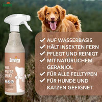 Produktbild von Envira VET Fellpflege Spray für Hunde und Katzen 500 ml mit Repellent-Wirkung gegen Flöhe und Zecken - 500 ml