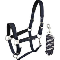 Produktbild von EQPRO Precious Pferd Halfter aus Polypropylen in Weiß Blau und Silber Größe Full