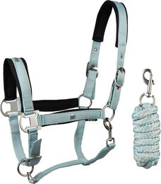 Produktbild von EQPRO Precious Shetty Halfter aus Kunststoff in Weiß Silber Türkis