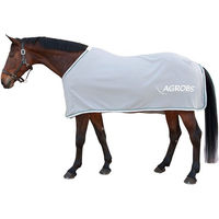 Produktbild von EQuest Abschwitzdecke für Pferde aus Fleece mit Agrobs Logo in Grau Weiß Grün