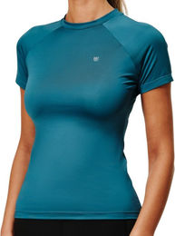 Equestrian Stockholm Baselayer Damen Kurzarm Dynamic Teal Blue Shortsleeve mit UPF30+ Größe L – Bild 1 von 1