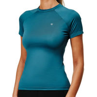 Produktbild von Equestrian Stockholm Baselayer Damen Kurzarm Dynamic Teal Blue Top mit UPF30+ Größe S