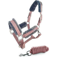 Produktbild von Equestrian Stockholm Halfter und Longiergurt Set aus Plüsch für Pferde in Rosa Grau Silber