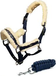 Produktbild von Equestrian Stockholm Halfter und Longiergurt Set für Ponys aus Nylon in Blau mit Silber