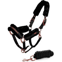 Produktbild von Equestrian Stockholm Halfter und Longiergurt Set für Ponys aus Plüsch in Grau oder Schwarz